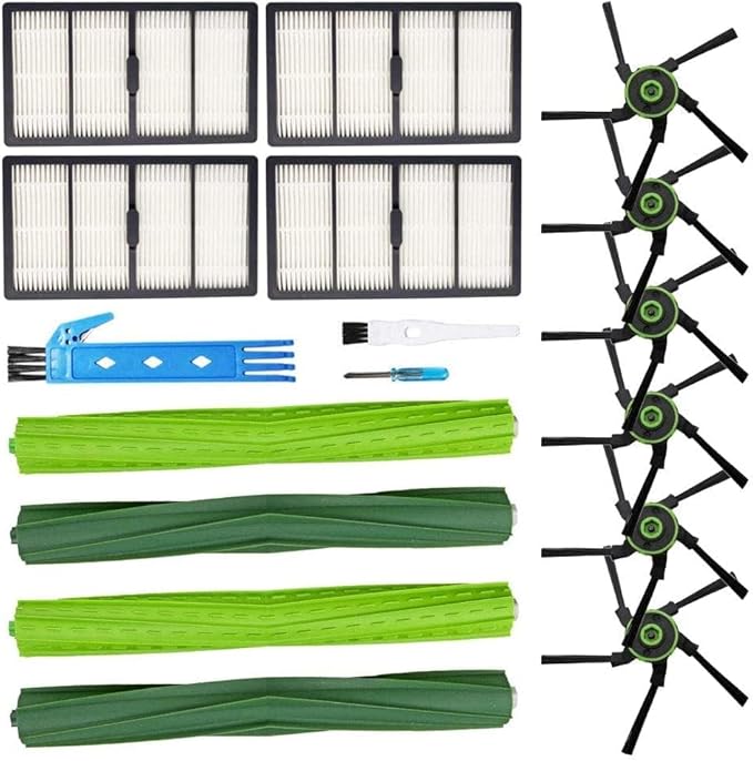 Theresa Hay Replacement Parts Fit for iRobot Roomba s9 (9150) s9+ (9550) s Series Wi-Fi Connected Robot Vacuum Kits (2 Rubber Brushes, 4 Filters, 6 Side Brushes)
