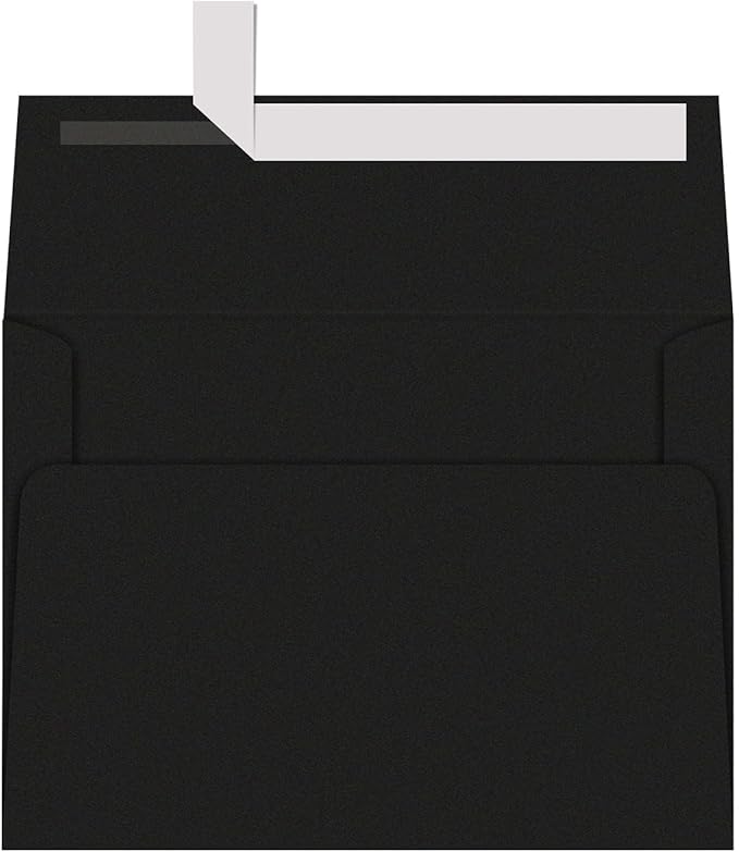 A7 Black Invitation 5x7 Envelopes - Self Seal, Square Flap,Perfect for 5x7 Cards, Weddings, Birthday, invitations, Graduation, Baby Shower, 5.25 x 7.25 Inches, 100 Pack, (Black)