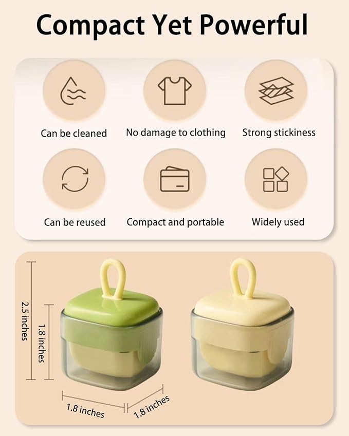 2Pcs Mini Lint Remover Roller, Reusable Lint Gel Roller, Washable Pet Dog Cat Hair Remover for Clothing, Pet Hair, Dust, Lint, Travel and Home Use(Green+Beige)