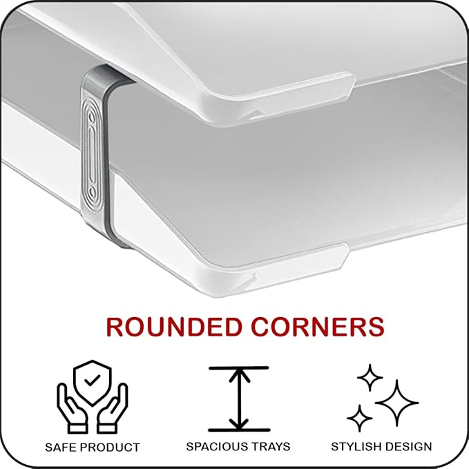 Acrimet Traditional 4 Tier Letter Tray, Front Load Design, A4 Letter Size, Desktop Organizer (Plastic) (White Color)