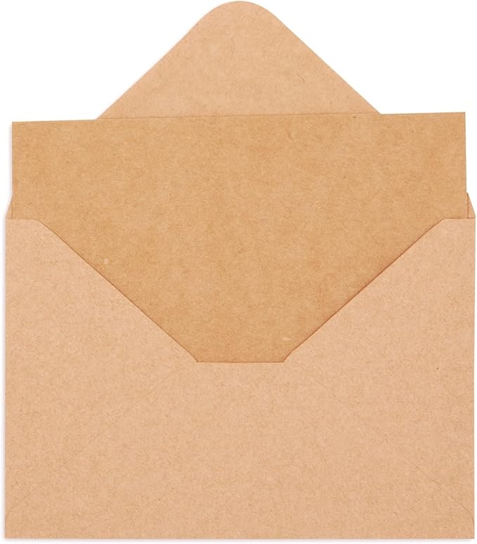 Wedding Card Set - 48 Count, 4 x 6 In Brown Kraft Cardstock - Blank Greeting Notes & Envelopes for DIY Invitations & Birthday Wishes