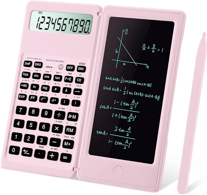 Scientific Calculators for Students, 10-Digit Large Screen, Math Calculator with Notepad, Classroom Must Haves for Middle High School Supplies & College （Pink