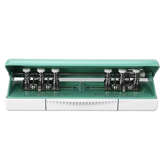 6 Hole Punch, Adjustable Spacing Hole Puncher for A4 A5 B5 A6 A7, for Home Office School Supplies, Design, Green