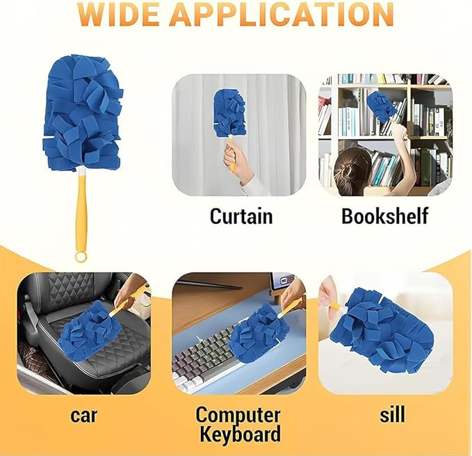 360° Electrostatic Duster Refills — The Sustainable Choice for a Dust-Free Home, Washable Reusable Duster Pads with Microfibers, Heavy Duty Dusters for Cleaning (1 Handle + 3 Refills)
