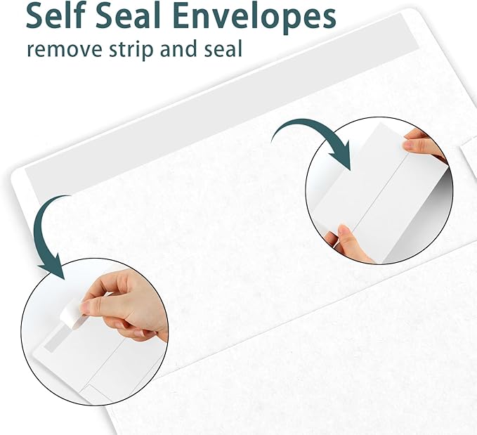 50 Pack 5x7 Envelopes, A7 White Envelopes Self Seal, Printable Envelopes for Invitation, Baby Shower, Birthday Party, Wedding, Postcards, Mailing, Greeting Cards