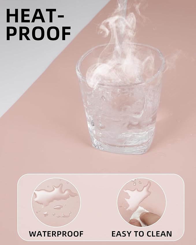 Leather Desk pad Protector,Large Desk mat,Mouse pad,Non-Slip Desk pad,Office Desk Mat,Waterproof Desk boltter, Keyboard mat for Office/Home/Décor (48in*17in, Pink)