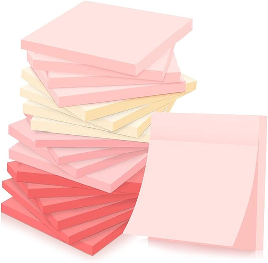 Fainne 60 Pack Sticky Notes Bulk Back to School Supplies Self Stick Note Pads Paper Memo for Office First Day of School Student Teacher Essentials (3x3 Inch,Pink)