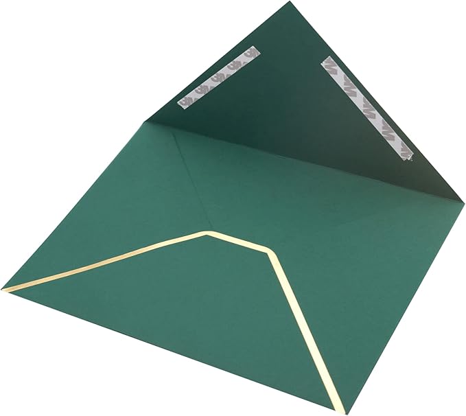 A7 Envelopes - V Flap Foil Border Luxury Mailing Envelopes for 5" x 7" Cards - for Wedding, Invitations, Baby Shower, Photos, Graduation, Birthday, Bridal Shower - 5.25" x 7.25" (Dark Green, 25 Pack)