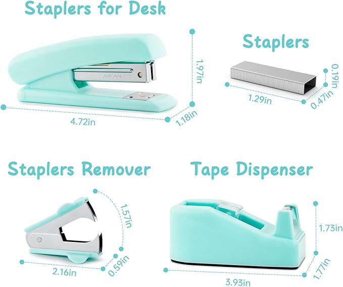 Teal Office Supplies, Teal Office Supplies and Accessories, Mint Green Stapler and Tape Dispenser Set for Women, Green Office Desk Accessories, Office Gift for Women, Office Lady, Coworkers