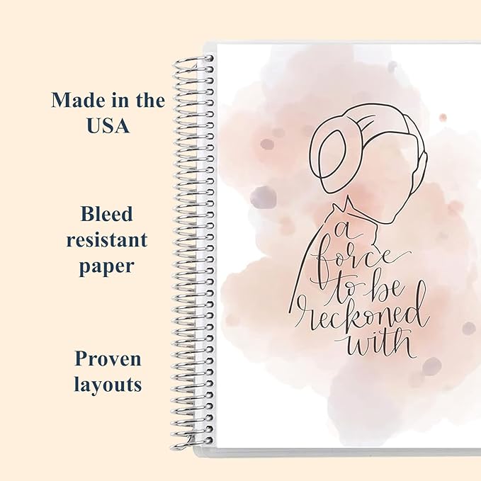 Erin Condren 7" X 9" Spiral Bound Productivity Notebook, Star Wars Watercolor Leia, Functional 160 Lined Page and 80Lb Thick Paper Spiral Notebook, Stickers Included