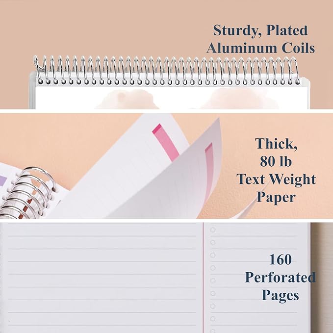 Erin Condren 7" X 9" Spiral Bound Productivity Notebook, Star Wars Watercolor Leia, Functional 160 Lined Page and 80Lb Thick Paper Spiral Notebook, Stickers Included