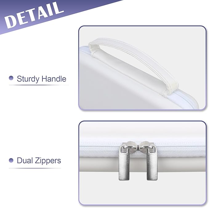 BOVKE Hard Travel Case for Texas Instruments TI-84 Plus CE/TI-84 Plus/TI-83 Plus CE/TI-83 Plus/Casio fx-9750GIII Graphing Calculator, Mesh Pocket for USB Cables, Manual, Pens, Accessories, White