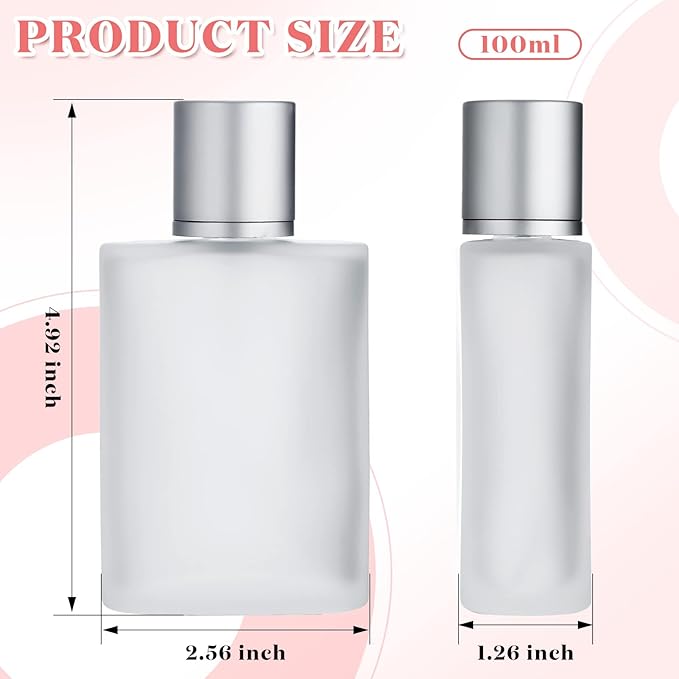 Tessco for you 6 Pcs 3.4 Ounces Perfume Bottles Empty 100ml Frosted Body Spray Glass Bottles Empty Refillable Atomizer Perfume Dispenser Fine Mist Atomizer Cosmetic Make up Container (Silver Gray)