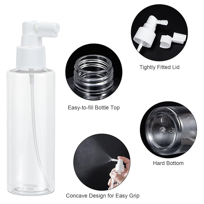 Yebeauty Clear 4 Pack 5oz 150ml Reusable Travel Spray Bottles Plastic Small Spray Bottle Empty with Tight Cap Long Mouth Sprayers Atomizer for Plants Gardening Perfumes Cosmetics