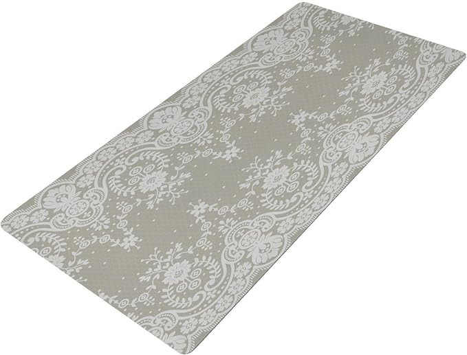 Mouse Pad Desk Mat Leather Desk Pad Large Gaming Desk Cover Protector Mat for Keyboard Computer Laptop Office Waterproof 35.4 x 16.5 Inch Lace Flowers Beige