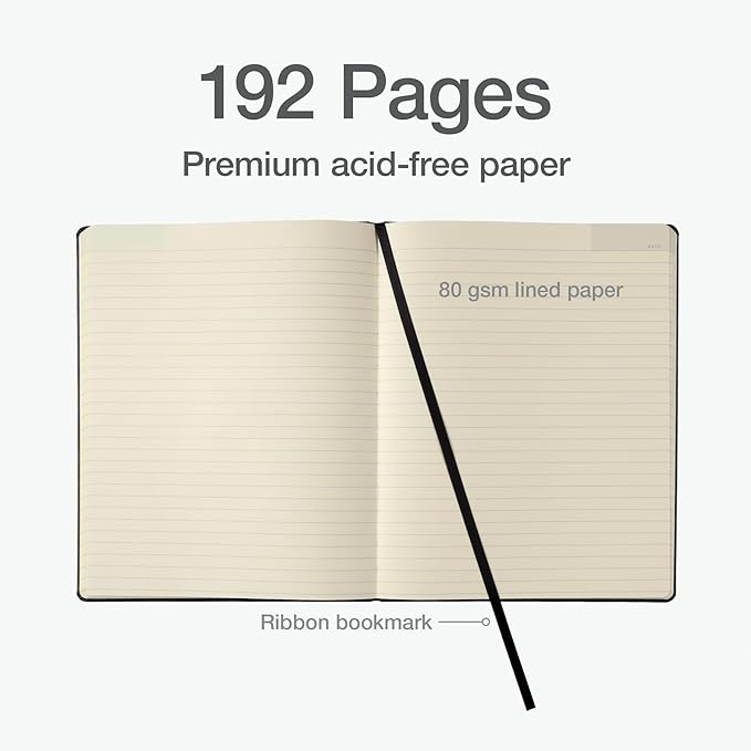 Oxford Journal, Lined Writing Notebook, Writer's Journal, Classic Notebook for School or Office, 192 Pages, 7.5" x 9.5", Hardcover, Black (75506)