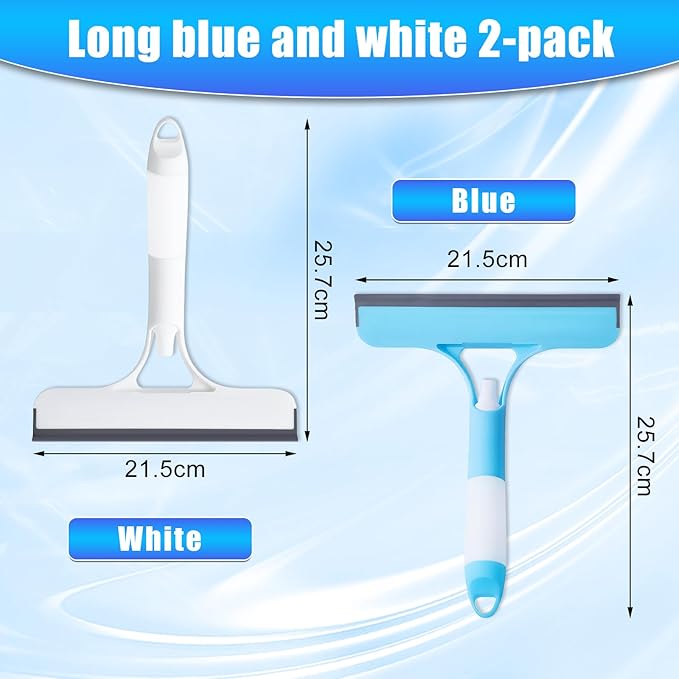 3 in 1 Window Cleaning Scraper, Cleaner Window Squeegee with Sprayer, Squeegee and Scrubber Spray Bottle Window Squeegee for Shower Glass, Mirrors, Car and Home,All-Purpose Window Cleaner Tool (Blue)