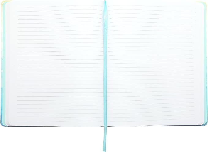 Eccolo Large Lined Journal Notebook, Hardbound Fabric Cover, Writing Journal, 256 Ruled White Pages, Ribbon Bookmark, Lay Flat, Desk Size for Work or School, Wide Stripes (Blue, 8x10 inches)