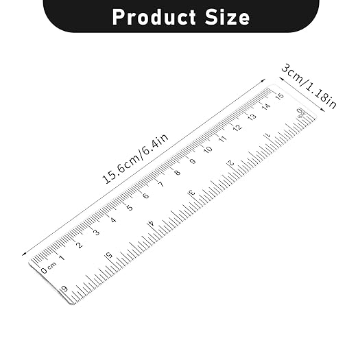 3 Pack 6 Inch Ruler Clear 6 in Small Ruler Plastic Straight Rulers with Centimeters and Inches, Shatterproof Measuring Tools for School, Office and Home