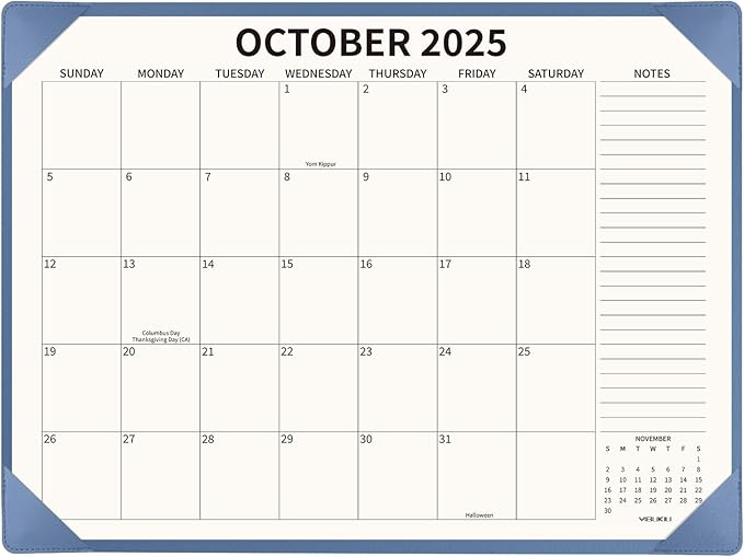 Desk Calendar 2025-2026 Large 22x17, July 2025-December 2026, 18 Months Big Desk Pad Calendar with Desktop Mat and Plastic Cover for Home Office School Planning, Blue