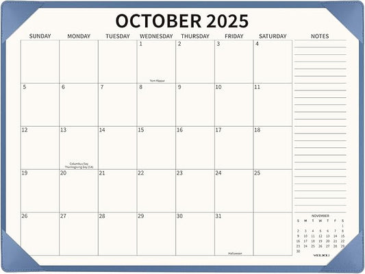 Desk Calendar 2025-2026 Large 22x17, July 2025-December 2026, 18 Months Big Desk Pad Calendar with Desktop Mat and Plastic Cover for Home Office School Planning, Blue
