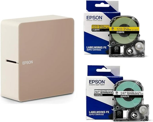 LABELWORKS Epson LW-C610PX Back to School Bundle - Label Maker and Yellow and White Label Tape