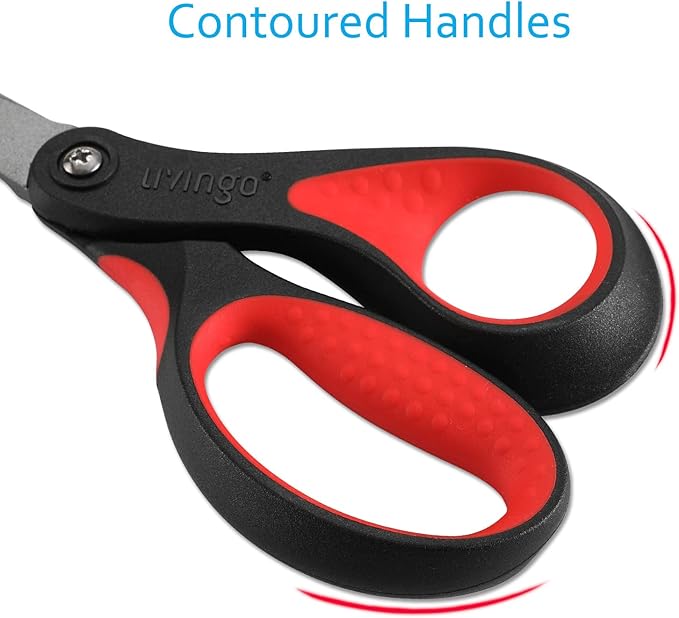 LIVINGO 8" Premium Scissors for Office, Multipurpose Titanium Non-Stick Craft Scissors for DIY, Sharp Stainless Steel Blades Comfort Grip, 3 Pack