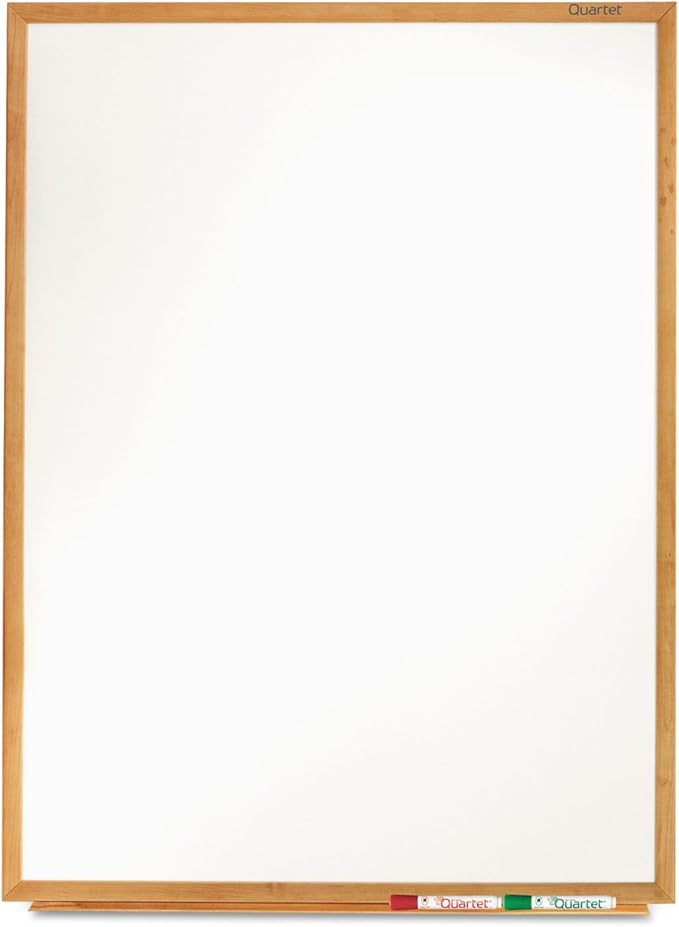Quartet Whiteboard, Non-Magnetic Dry Erase White Board, 3' x 2', Total Erase, Oak Frame (S573)
