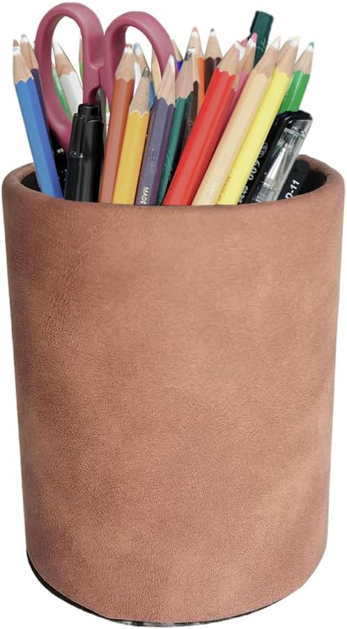 Pen Pencil Holder Cup Container Leather Desk Organizer Stand Decor Brush Scissor Holder Decoration Office Desk Home School