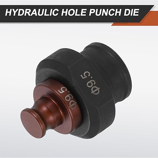 HARFINGTON Hydraulic Hole Punch Die 9.5mm Round Hole 40Cr Steel Electric Punching Kit for MHP-20 JP-20 Electric Punching Machine, Burgundy & Black