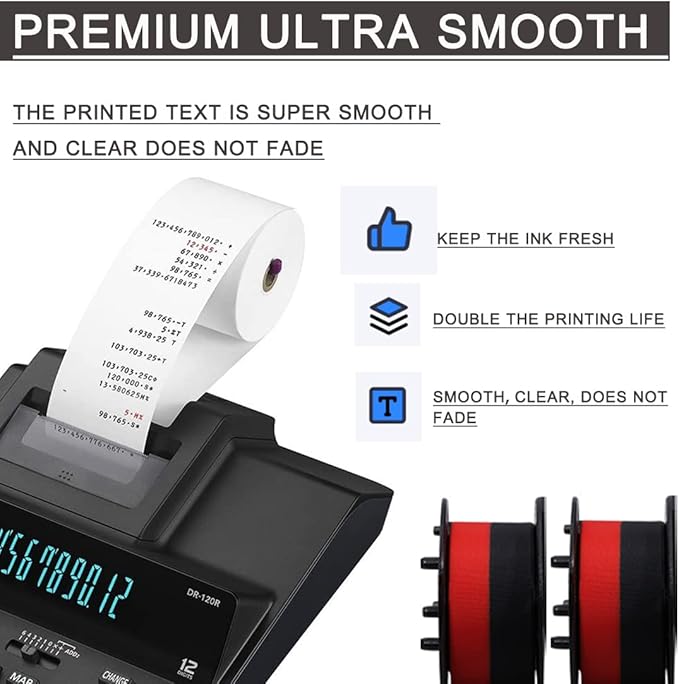 2 Pack Replacement for Porelon 11216 Universal Twin Spool Calculator Ribbon Universal GR24br Compatible with Sharp el-1197piii Nukote BR80c Casio fr-2650tm Adding Machine Ribbons Universal (Black/Red)