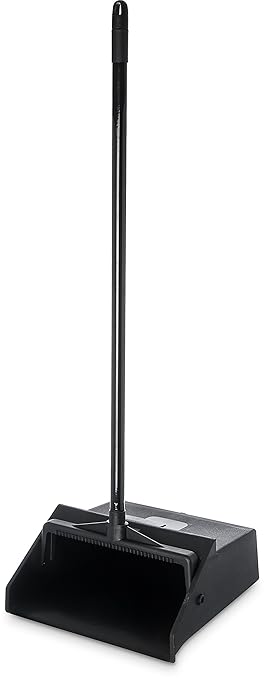 Carlisle FoodService Products Duo-Pan Upright Dust Pan with Serrated Yoke for Home, Restaurants, Kitchen, Lobby, And Office, Plastic, 30 Inches, Black