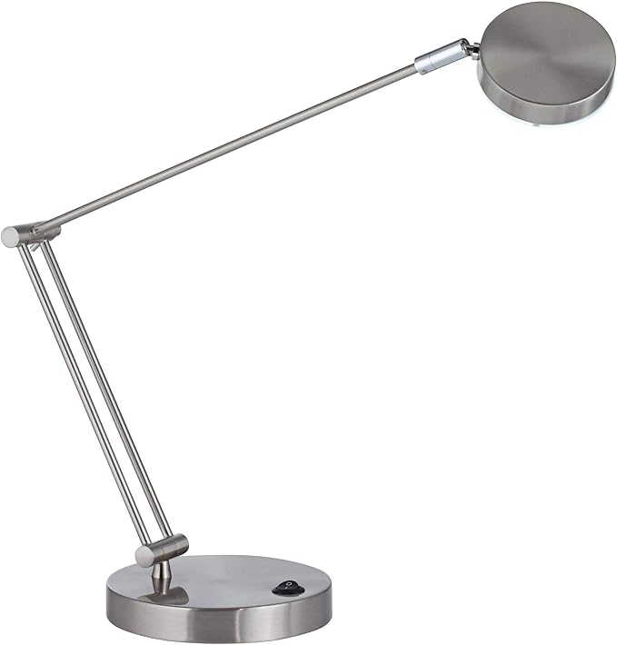 360 Lighting Jarrett Modern Desk Lamp 19" High Satin Nickel Silver Metal LED Adjustable Arm Rotating Head for Bedroom Living Room House Home Bedside Reading Office Entryway Kids Family