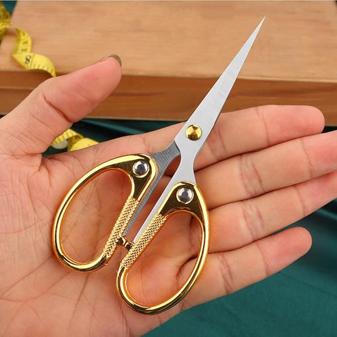 5" All Stainless Steel Office Scissors,Ultra Sharp Blade Shears,Sturdy Sharp Scissor for Office Home School Sewing Fabric Craft Paper Multipurpose Scissors Gold