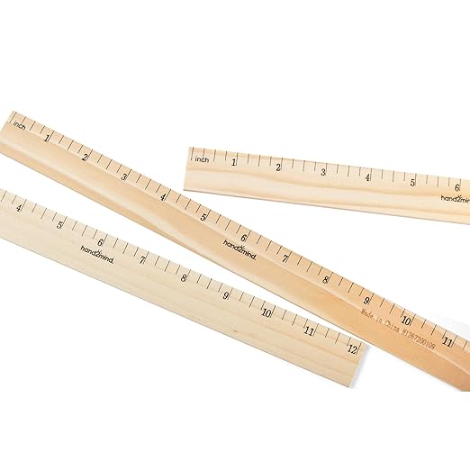 hand2mind 12 inch Wood Rulers with 1/4 Divisions, Pack of 10