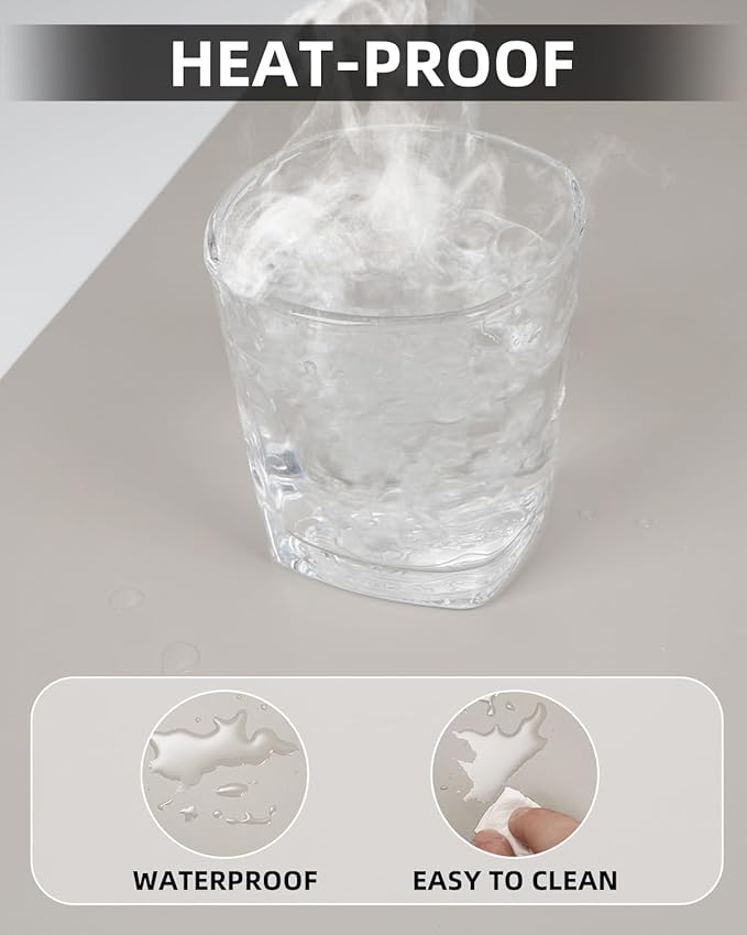 Leather Desk Pad & Protector, Large Mouse Pad & Blotter, Non-Slip PU Leather Desk Cover Mat, Light Grey, 48" x 17"