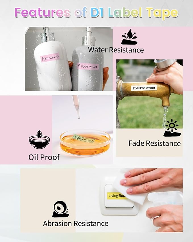 Anycolor 6-Pack Compatible with Dymo D1 Label Tape 12mm 0.47" D1 Label Maker Refills Work with DYMO LabelManager 160 280 420P COLORPOP Labeler