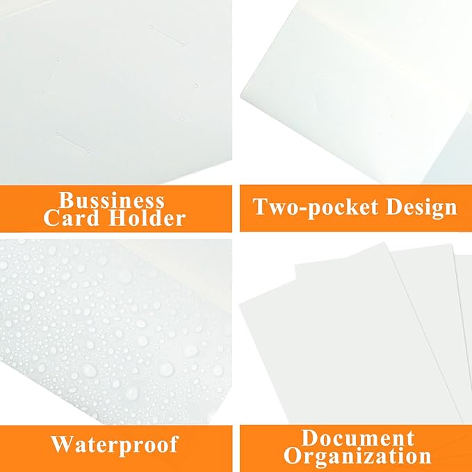 100Pcs White Folders with Pockets and Business Card Holder,2 Pocket Folders for School,Home or Office,Durable Heavy Duty File Folders