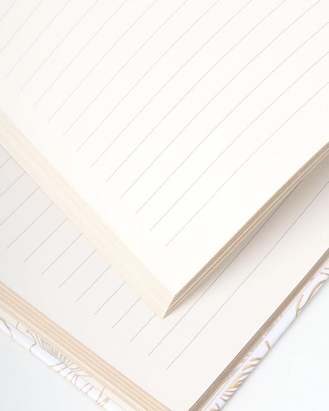 Eccolo Desk Size Hardcover Journal, 256 Lined Page Notebook with Gold Edge Paper, 8-x-10-inch, Gold Flower