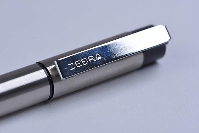 Zebra Pen G-402 Stainless Steel Retractable Gel Pen & Refills, Fine Point, 0.5mm, Black Ink, 2 Pens and 6 Refills
