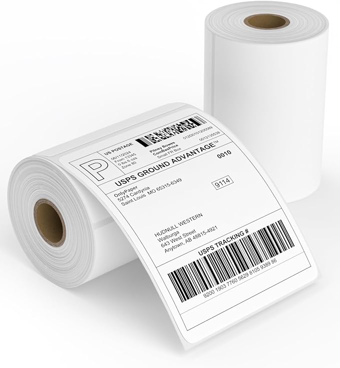 Direct Thermal Shipping Labels - 500 4x6 Thermal Labels Roll - Perforated and Strong Adhesive, 250 Labels per Roll, 2 Rolls - Commercial Grade Thermal Printer Label