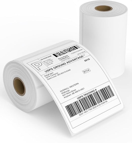 Direct Thermal Shipping Labels - 500 4x6 Thermal Labels Roll - Perforated and Strong Adhesive, 250 Labels per Roll, 2 Rolls - Commercial Grade Thermal Printer Label