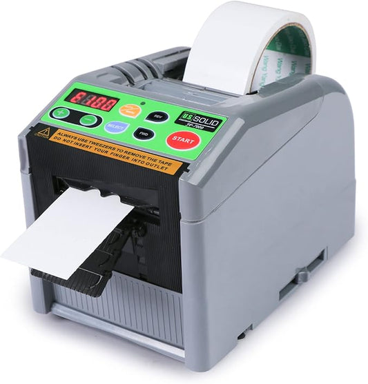 U.S. Solid Automatic Tape Dispenser, Electric Ribbon Cutting Machine JF-7000, Tape Width 6-60mm Length 5-999mm, Adhesive Tape Cutter Upgraded Silicone Feed Wheel