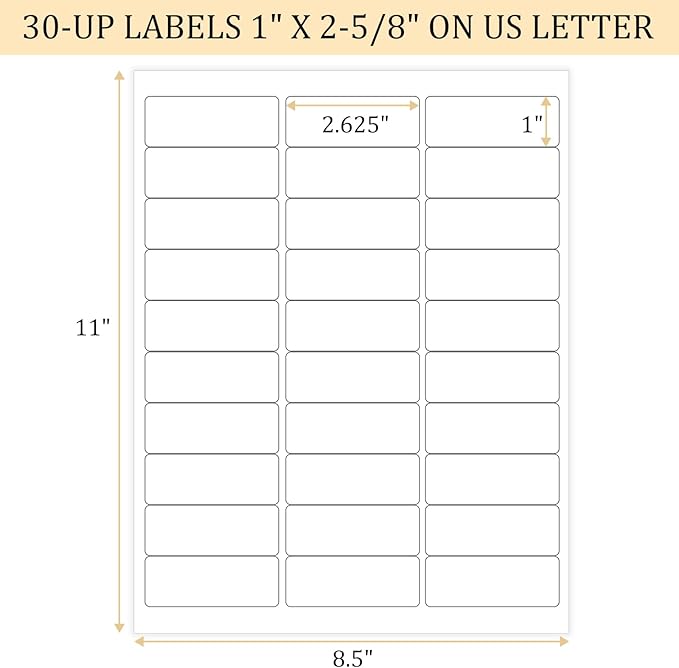 Address Labels for Inkjet Printers 1" x 2-5/8", Pack of 3000 Labels
