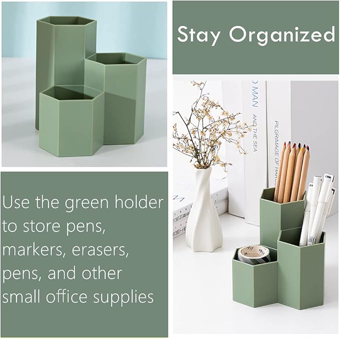 Pencil Holder Pens Cup Small Desk Organizer Cute Pencil Holder for Desk for Office/School/Home (Green)