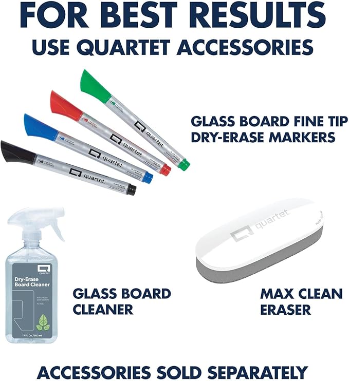 Quartet Glass Dry Erase White Board, Desktop Computer Pad for Notetaking, 18" x 6" Whiteboard, Clean Erase Surface with Storage, 1 Dry Erase Marker, Floral Pattern (GDP186P)