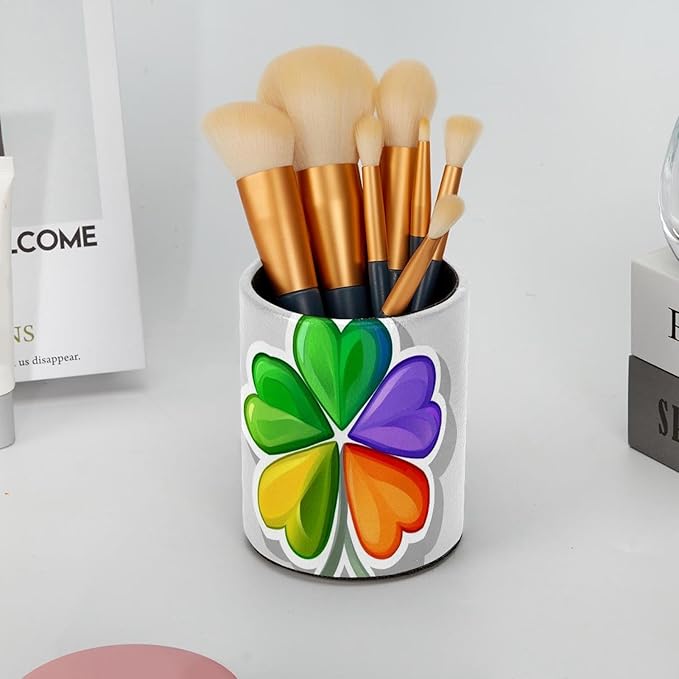 Rainbow Clover (2) Pen Holder Stand Pencil Cup Pot Desk Organizer Makeup Brush Holder