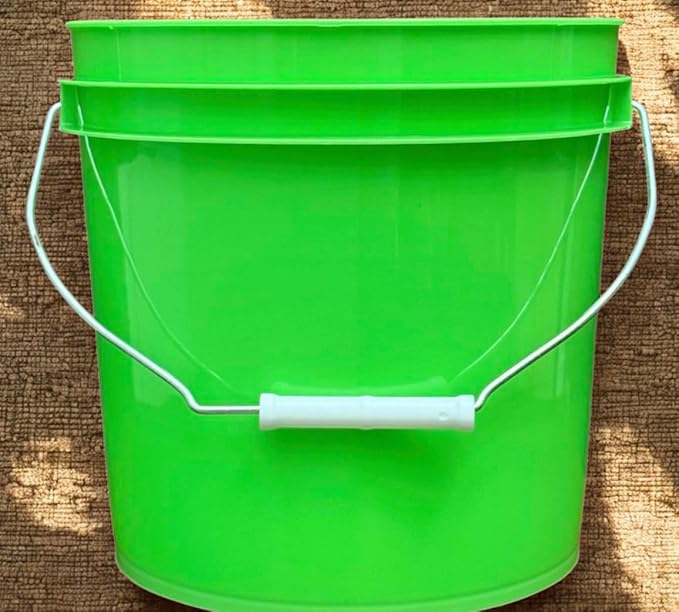 House Naturals 2 Gallon Food Grade - BPA Free Made in USA Buckets Lime Color pails with Screw On Gasket Lids (1, Lime - Black lids)