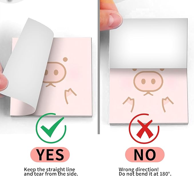 2 Pack Sticky Notes 3x3 Inches, Bright Cute Strong Sticking Power, Easy to Post for Home, Office, 80sheets/Pads, Fashion Pig Face