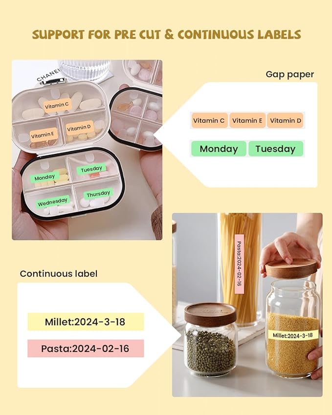 vretti Label Maker Machine with Tape, Easy to use, Mini Label Maker for Home and Office, Support Various Sizes, Clearly Prints for Organizing Office, Home, Kitchen, School (Pink)